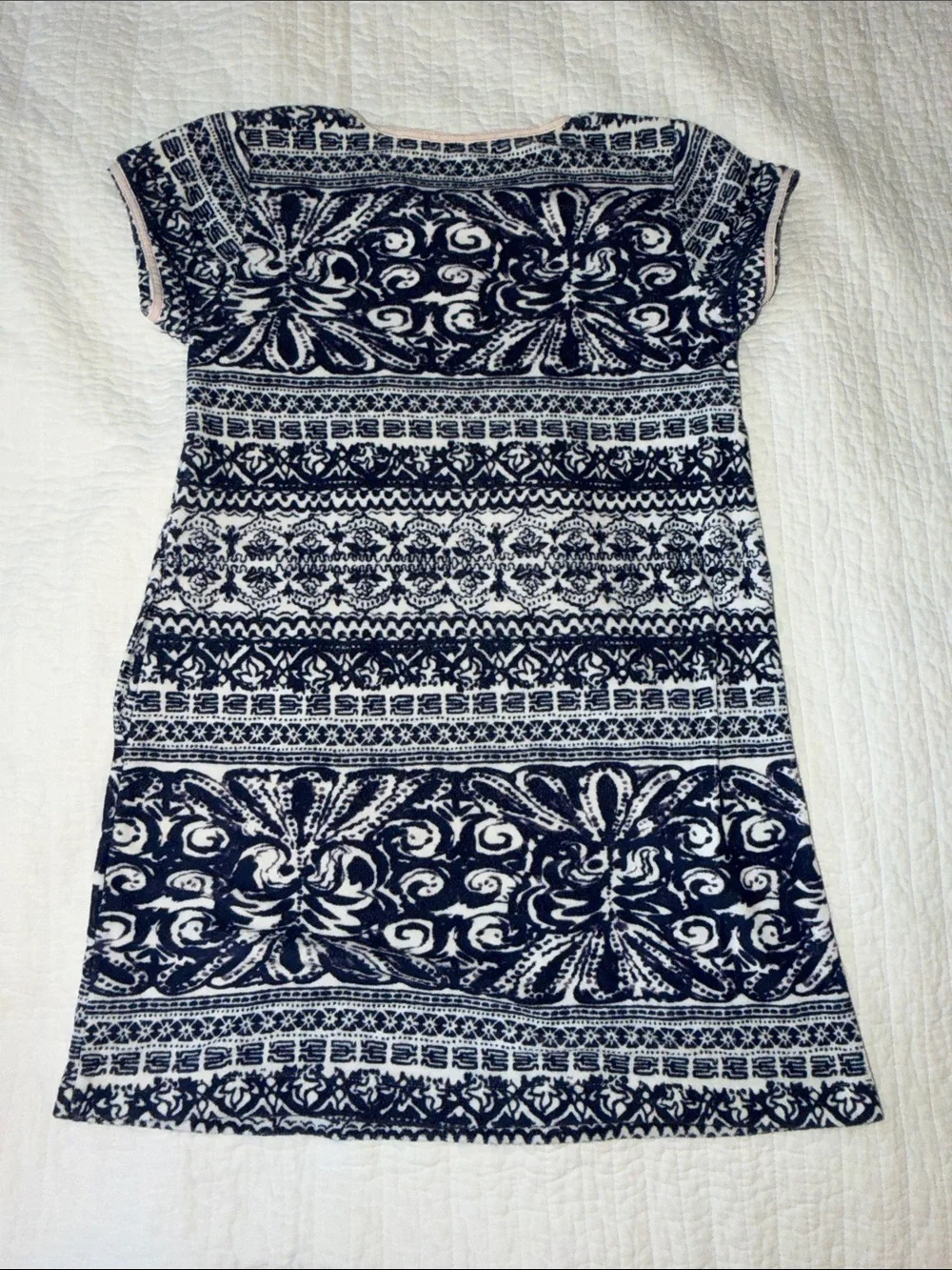 Navy and White Short Sleeve Swim Cover up